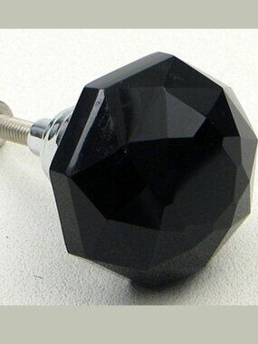 Set of Six (6) Large Black Solid Crystal Drawer Knob Cabinet Pull Six (6) Ho14BL